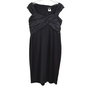 Tadashi SHOJI Collection Black Cocktail‎ Dress Ruched Dress 14 TAFFETA BODICE
